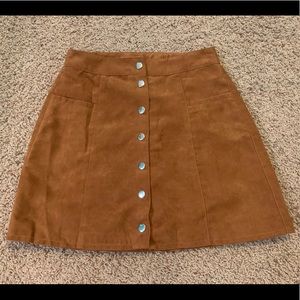 H&M Faux Suede Aline Button Front Mini Skirt